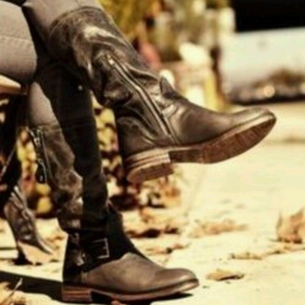 Bed Stu Leather Distressed Token Moto Boots Size 8.5